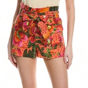 FARM Rio Blooming Garden Orange Shorts, Size Small NWT